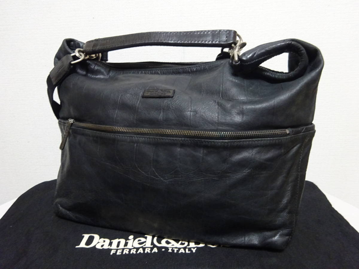 Daniel&Bob　JASMINE ダニエルアンドボブ　ジャスミン　2wayクロコ型押しレザーショルダーバッグ　ブラック　黒　イタリア製　保存袋付