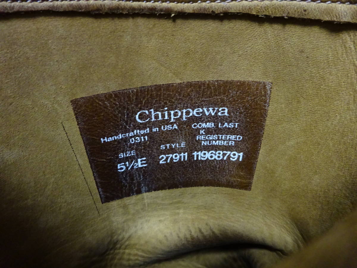 CHIPPEWA　チペワ　27911　エンジニアブーツ　ボンバーレザー　シューズ　レディース　メンズ　5.5E　23.5cm位　USA製_画像4