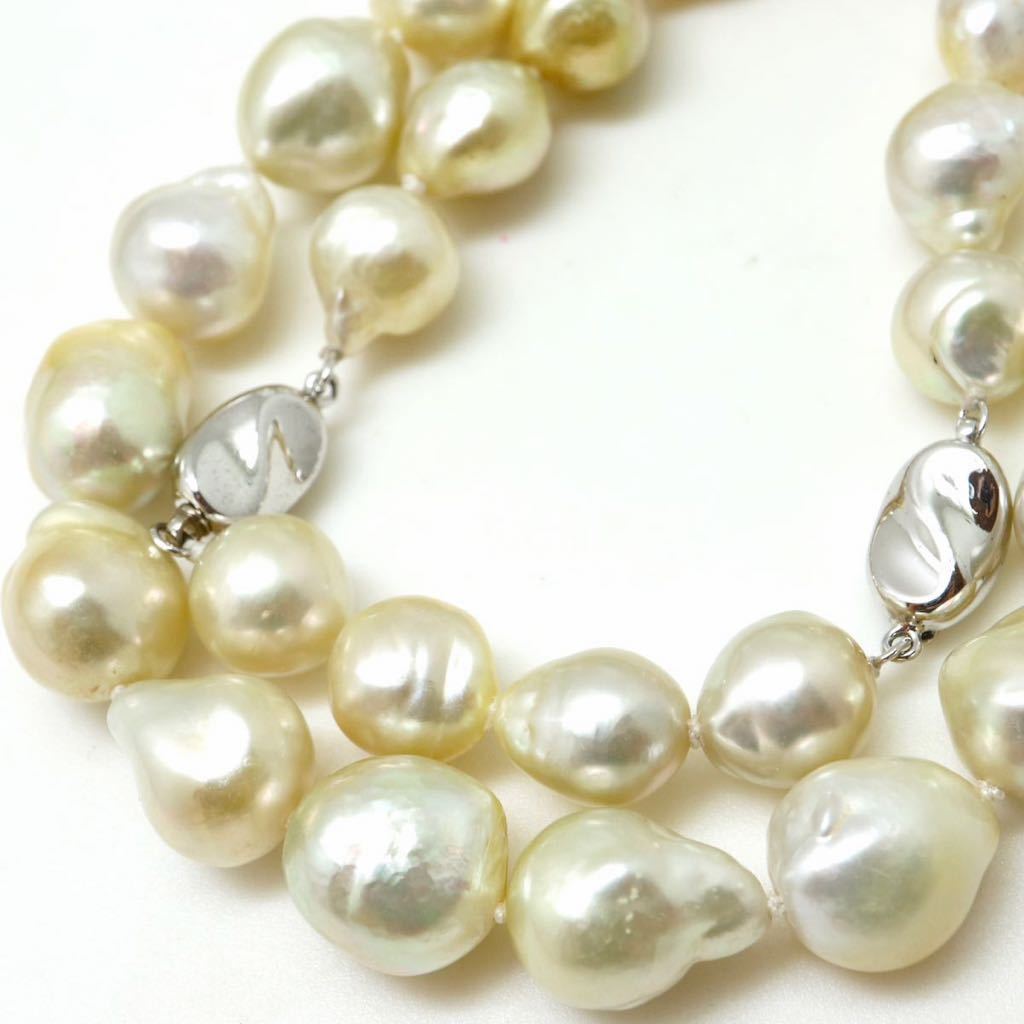 〈南洋白蝶真珠ネックレス〉 s 9.0-11.5mm珠 57.1g 45cm pearl necklace バロック ジュエリー jewelry EA0/EA0_画像2