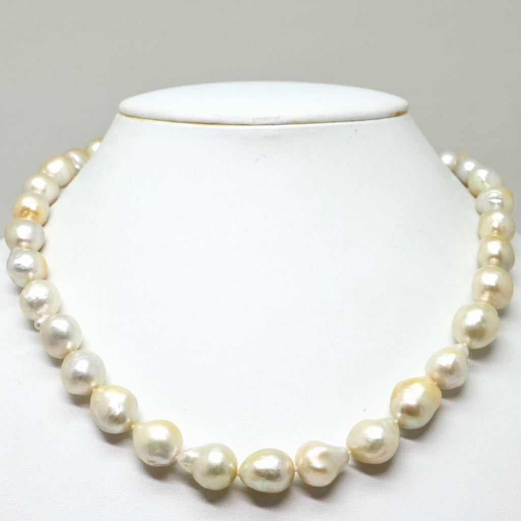 〈南洋白蝶真珠ネックレス〉 s 9.0-11.5mm珠 57.1g 45cm pearl necklace バロック ジュエリー jewelry EA0/EA0_画像3