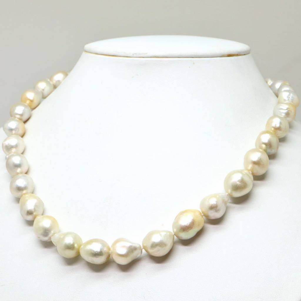 〈南洋白蝶真珠ネックレス〉 s 9.0-11.5mm珠 57.1g 45cm pearl necklace バロック ジュエリー jewelry EA0/EA0_画像4