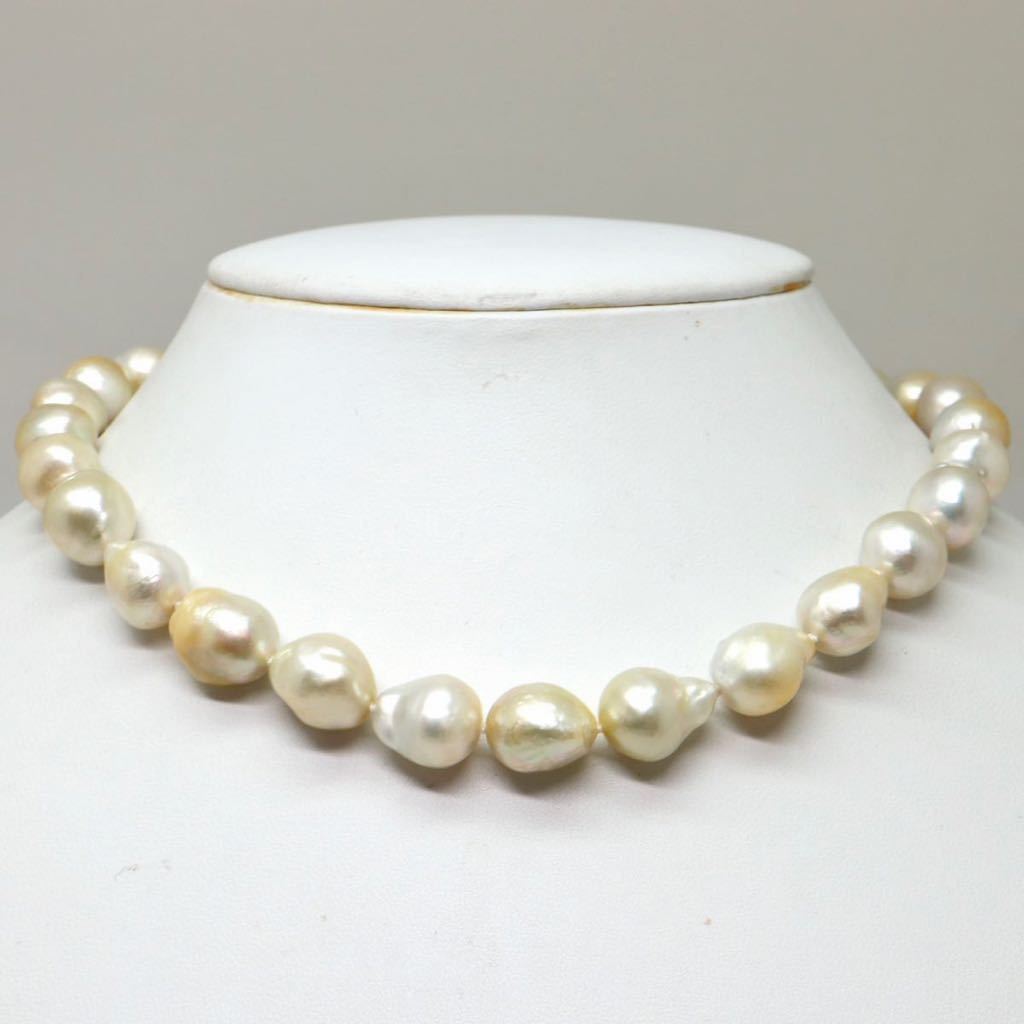 〈南洋白蝶真珠ネックレス〉 s 9.0-11.5mm珠 57.1g 45cm pearl necklace バロック ジュエリー jewelry EA0/EA0_画像5