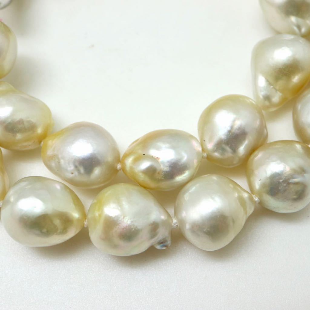〈南洋白蝶真珠ネックレス〉 s 9.0-11.5mm珠 57.1g 45cm pearl necklace バロック ジュエリー jewelry EA0/EA0_画像6
