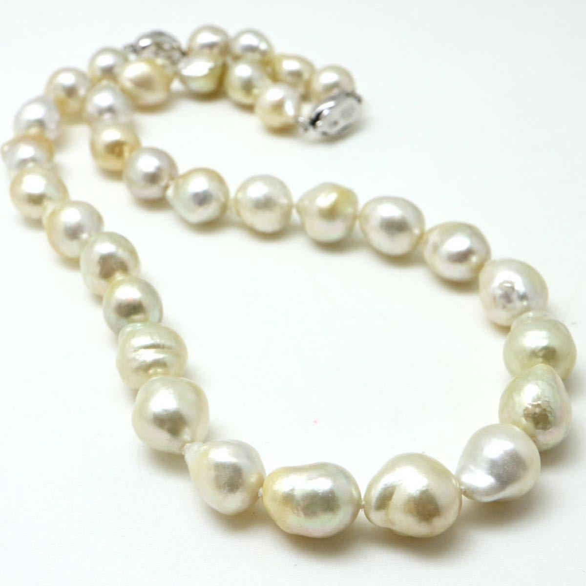 〈南洋白蝶真珠ネックレス〉 s 9.0-11.5mm珠 57.1g 45cm pearl necklace バロック ジュエリー jewelry EA0/EA0_画像7
