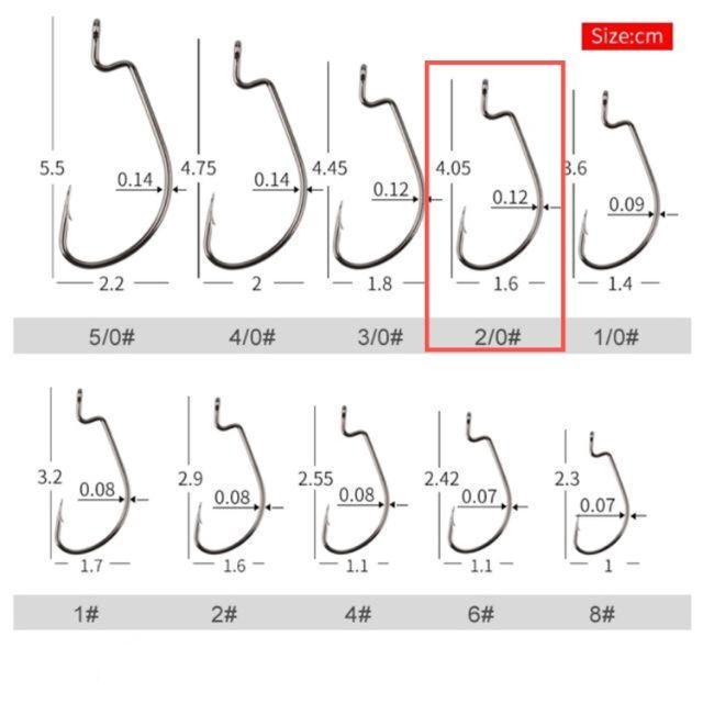 オフセットフック ワームフック 釣り針 根魚 バス釣り 20本セット #2/0の画像2