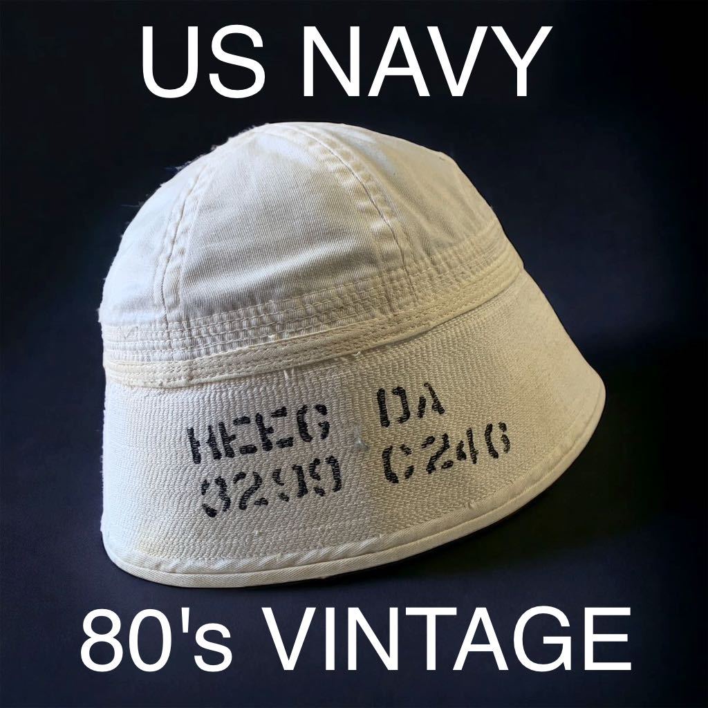 80's US NAVY VINTAGE DLA 官給品 海軍 ミリタリー キャップ アメリカ海軍 実物 85年 CAP HAT ステンシル 軍物 輸入 古着 ビンテージ_画像1