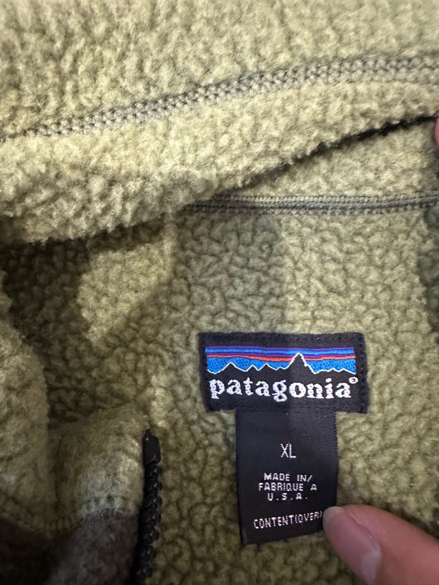 patagonia  パタゴニア　 フリースジャケット　 レトロ　古着　カーキ　XL  USA製　古着