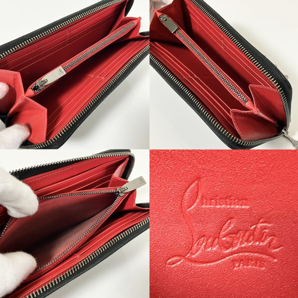 クリスチャン ルブタン 長財布 ラウンドファスナー シルバー クリスチャン ルブタン 長財布 ラウンドファスナー シルバー