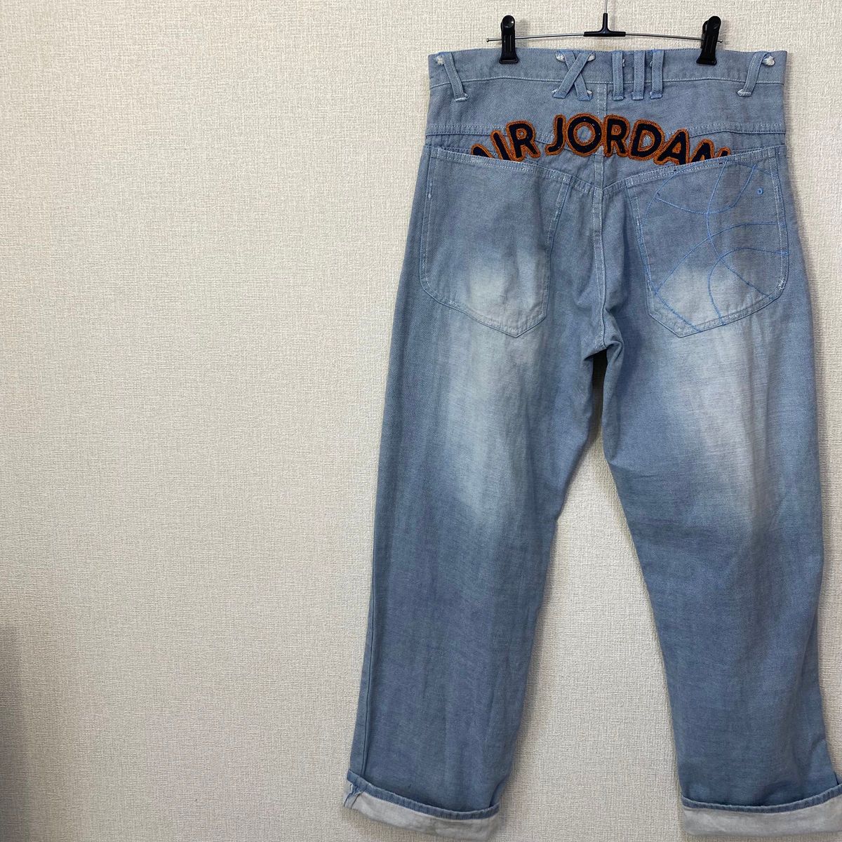 激レア 一点物!エアジョーダン 20周年記念 ビンテージ デニムパンツ 刺繍ロゴ ダボダボ 香港製 古着