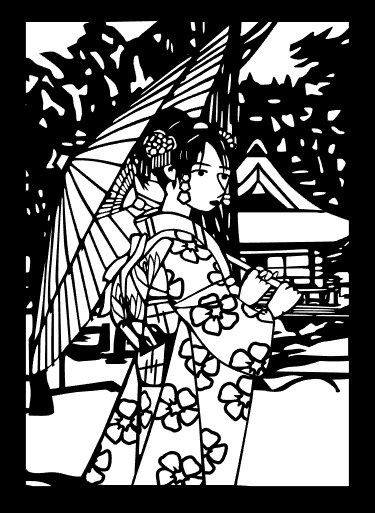  cut .. kimono .. umbrella background three thousand .