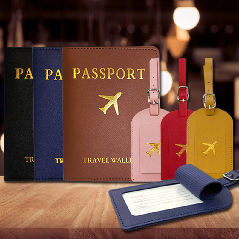 [HS-P-05] パスポートカバー パスポートケース 旅行用品　ラゲッジタグ 2点セット　ブラック_画像4