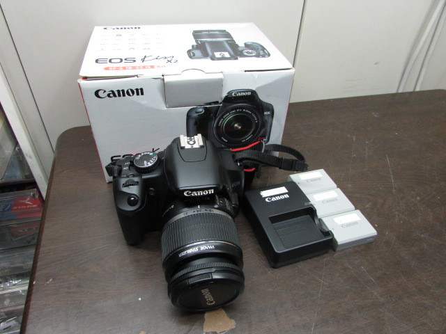 【YDC0148】★Canon EOS Kiss X2 EF-S 18-55mm レンズキット バッテリー3個つき 動作品★中古品