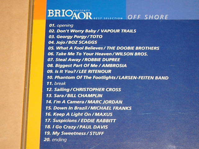 BRIO presents AOR Best Selection~Off Shore /  ラーセン=フェイトン・バンド、The Doobie Brothers、他 / CD / 帯付きの画像3