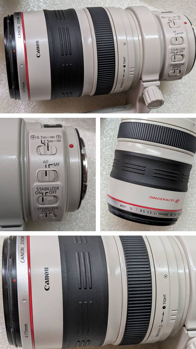 中古 Canon 望遠ズームレンズ EF28-300mm F3.5-5.6L IS USM カメラレンズ レンズフード EW-83G 動作未確認 望遠レンズ キヤノン カメラの画像3