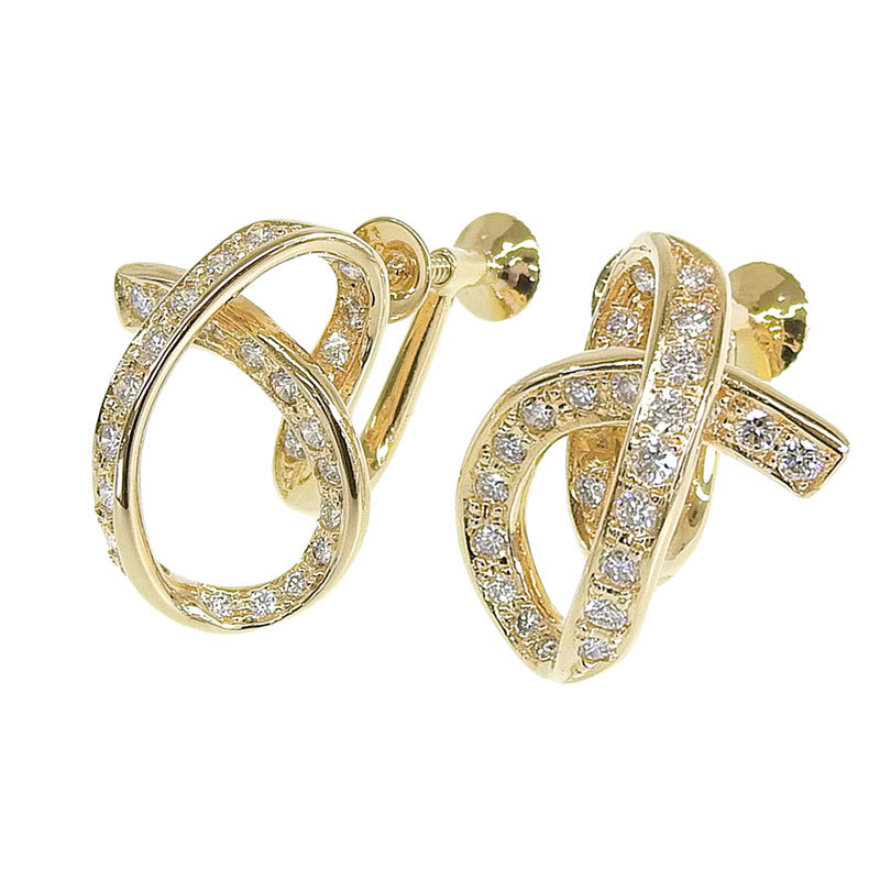 tasaki total 0.76ct diamond earrings K18YG new goods finish settled yellow gold jewelry used free shipping 