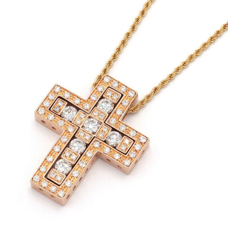  Damiani bell Epo k necklace M size K18PG diamond new goods finish settled pink gold 10 character . Cross pendant used free shipping 