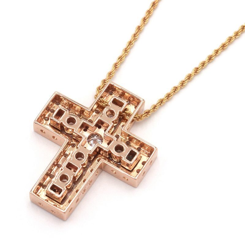  Damiani bell Epo k necklace M size K18PG diamond new goods finish settled pink gold 10 character . Cross pendant used free shipping 