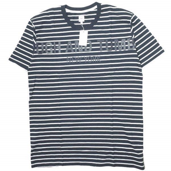 新品 RANDT アールアンドティー Logo S/S Stripe T-Shirt ロゴプリント ボーダーTシャツ S NAVY 半袖 Rough＆Tumble ネペンテス g13335_画像1