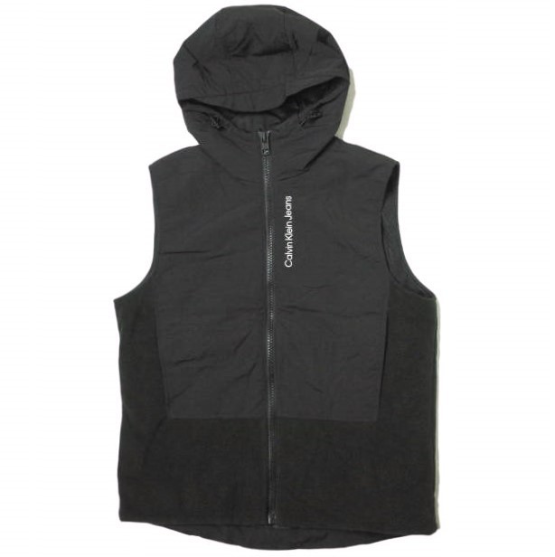 新品 Calvin klein Jeans カルバンクラインジーンズ SUBTLE BLOCKING HOODED VEST ナイロンフリースフーデッドベスト J319887 M BLK g13467_画像2