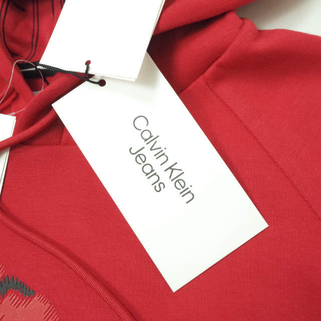 新品 Calvin klein Jeans カルバンクラインジーンズ TIGER HOODIE タイガープリント スウェットプルオーバーパーカー J400120 L RED g13435_画像4