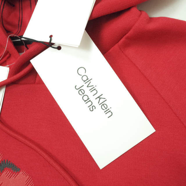 新品 Calvin klein Jeans カルバンクラインジーンズ TIGER HOODIE タイガープリント スウェットプルオーバーパーカー J400120 L RED g13436_画像4