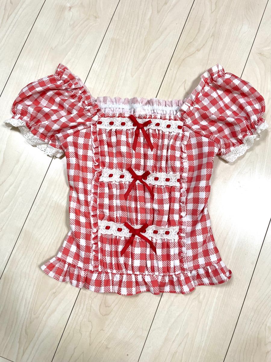 2点セット LIZLISA 大人気完売品 いちごスカート 赤ギンガム 2点セット LIZLISA 大人気完売品 いちごスカート 赤ギンガム