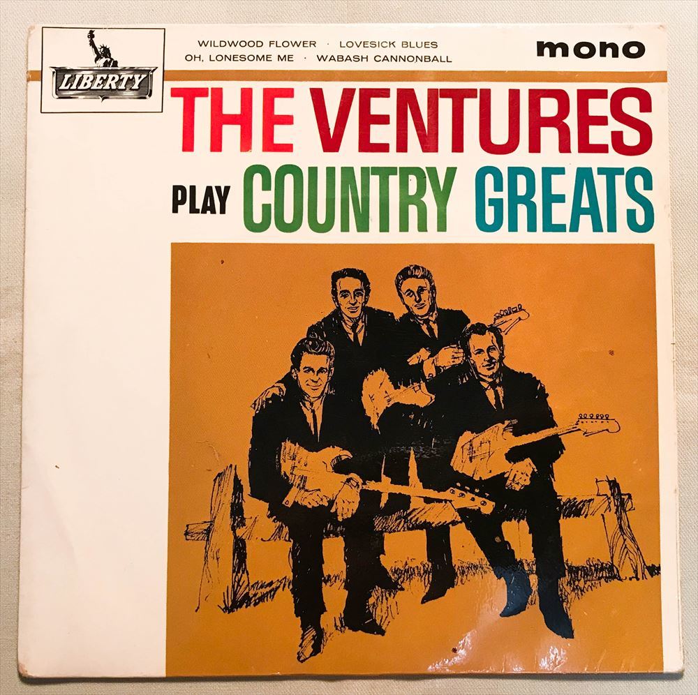 ◆64年 UK ORG MONO◆ THE VENTURES / PLAY COUNTRY GREATS ◆貴重ジャケット付き/4曲入りEP/コーティングジャケ/スタンパー1R/1R_画像1