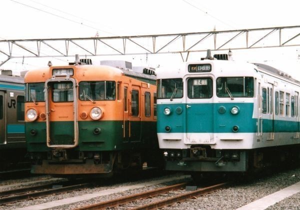鉄道写真 165系電車 & 113系電車（阪和色） L判（89mm×127mm）の画像1