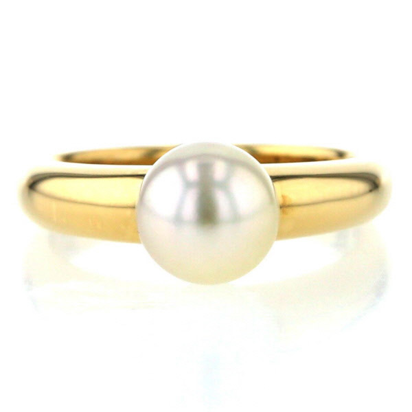 Star Jewelry Star Jewelry K18YG yellow gold ring pearl 6.8mm round one bead simple ring 7 number [ new goods finish settled ][zz][ used ]
