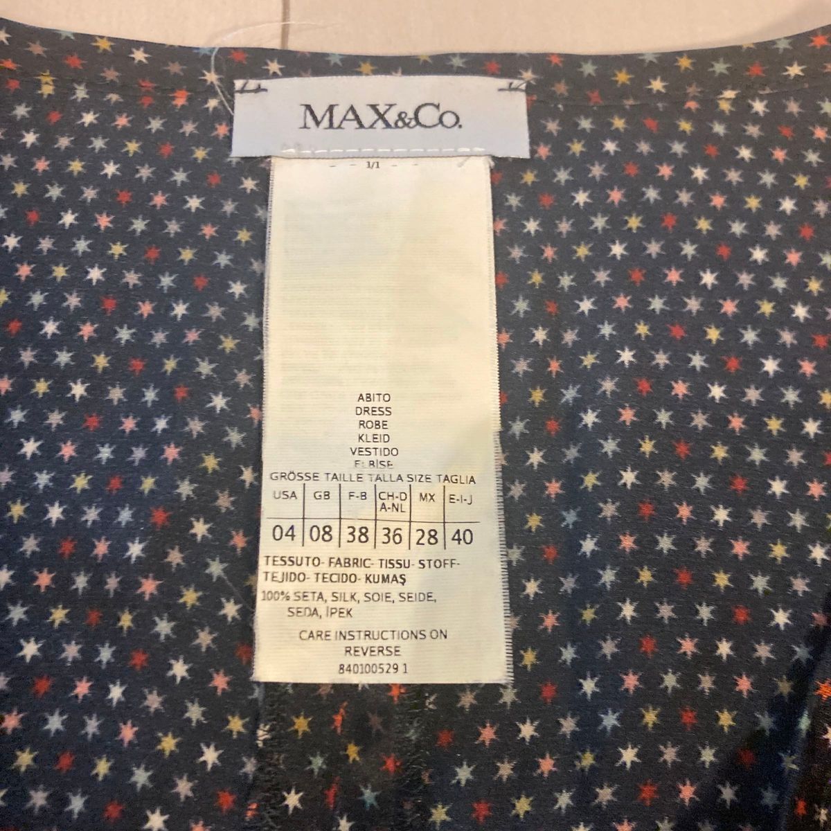 MAX&Co. マックスアンドコー  星柄　シルク　絹　ドレス　ワンピース　L