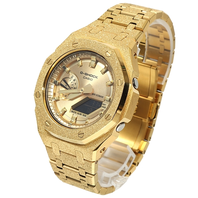 G-SHOCK GA2100gb GARISH GOLD フロステッド カスタム カシオーク ゴールドダイアル ステンレス製 艶消しモデル Frosted Edition ゴールド_画像2