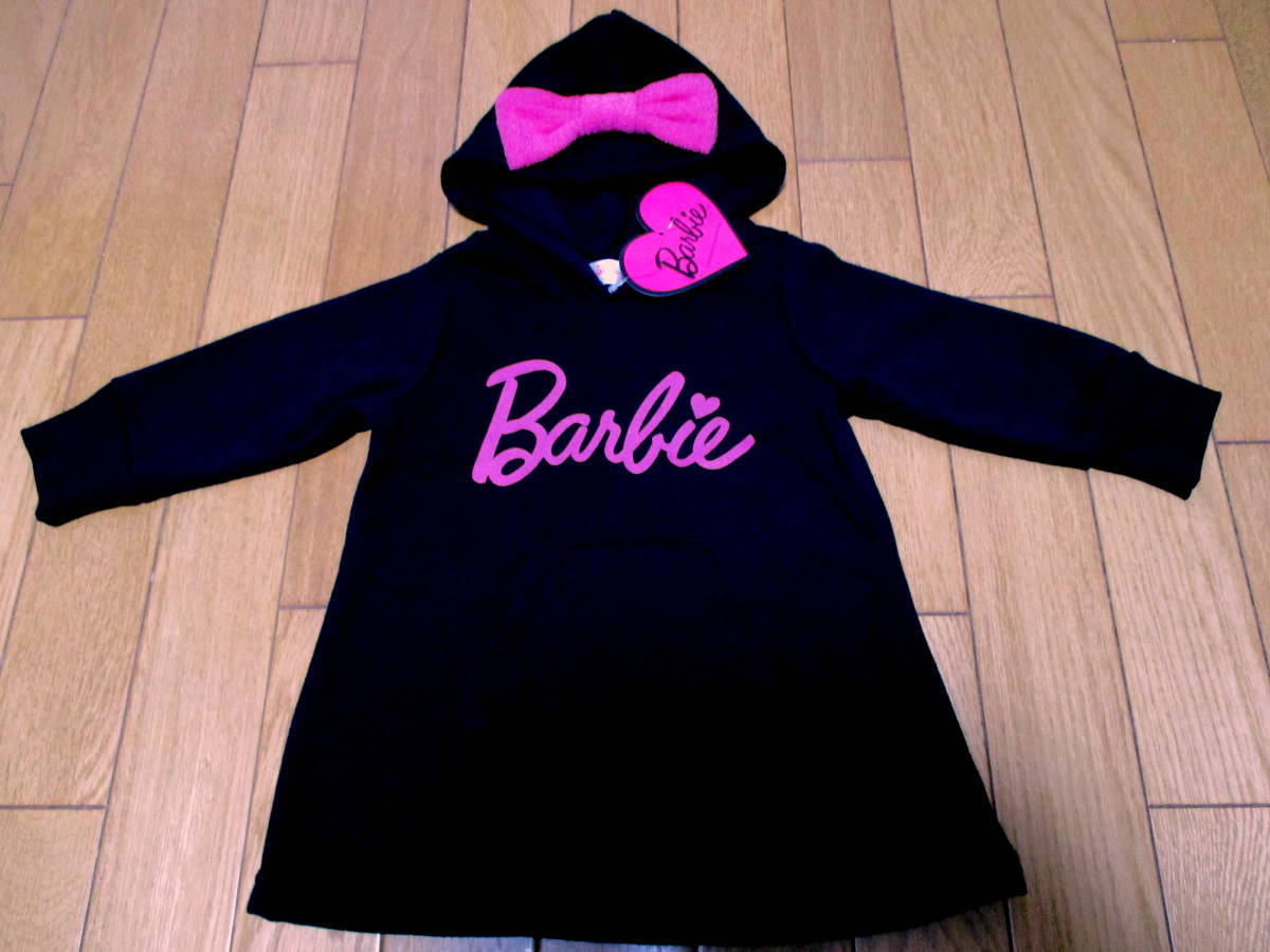  last price decline super-discount tag attaching Barbie Barbie ribbon hood One-piece 90cm parka dress - strainer One-piece autumn winter new work black black pink 