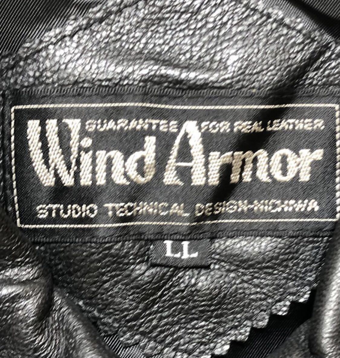 ■ WIND ARMOR ウィンド アーマー ■ 上質 本革 羊革 襟付き シングル ライダース ジャケット ブラック LL_画像3