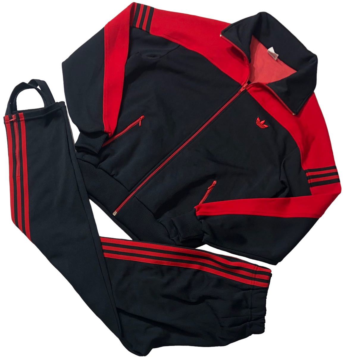 70s~80s ヴィンテージ 西ドイツタグ ■ adidas アディダス ■ トレフォイル ワッペン ジャージ トラック ジャケット パンツセットアップ