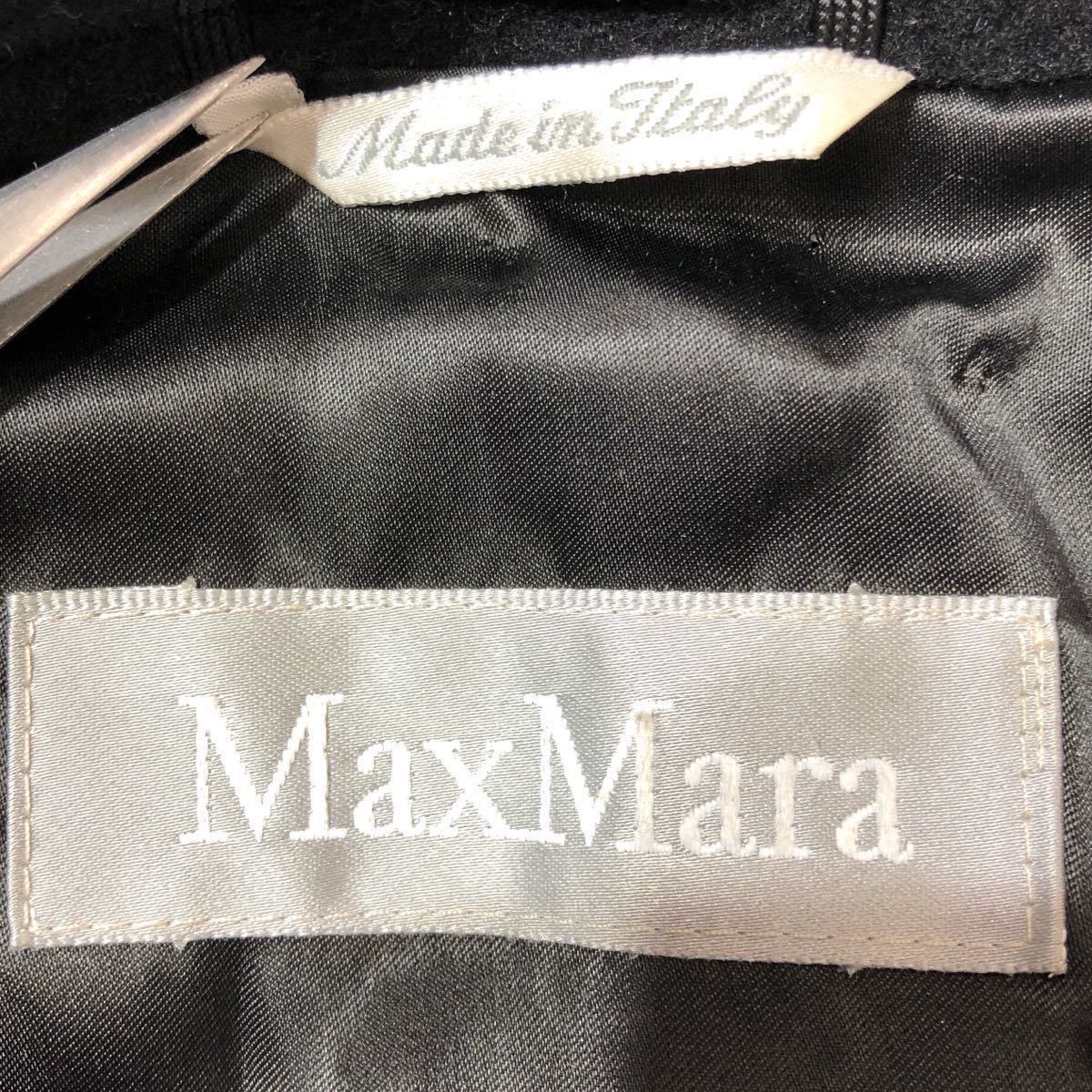 ● MaxMara マックスマーラ ● 銀タグ カシミヤ混入 ウール ロングバックスリットコート ブラック 36_画像5