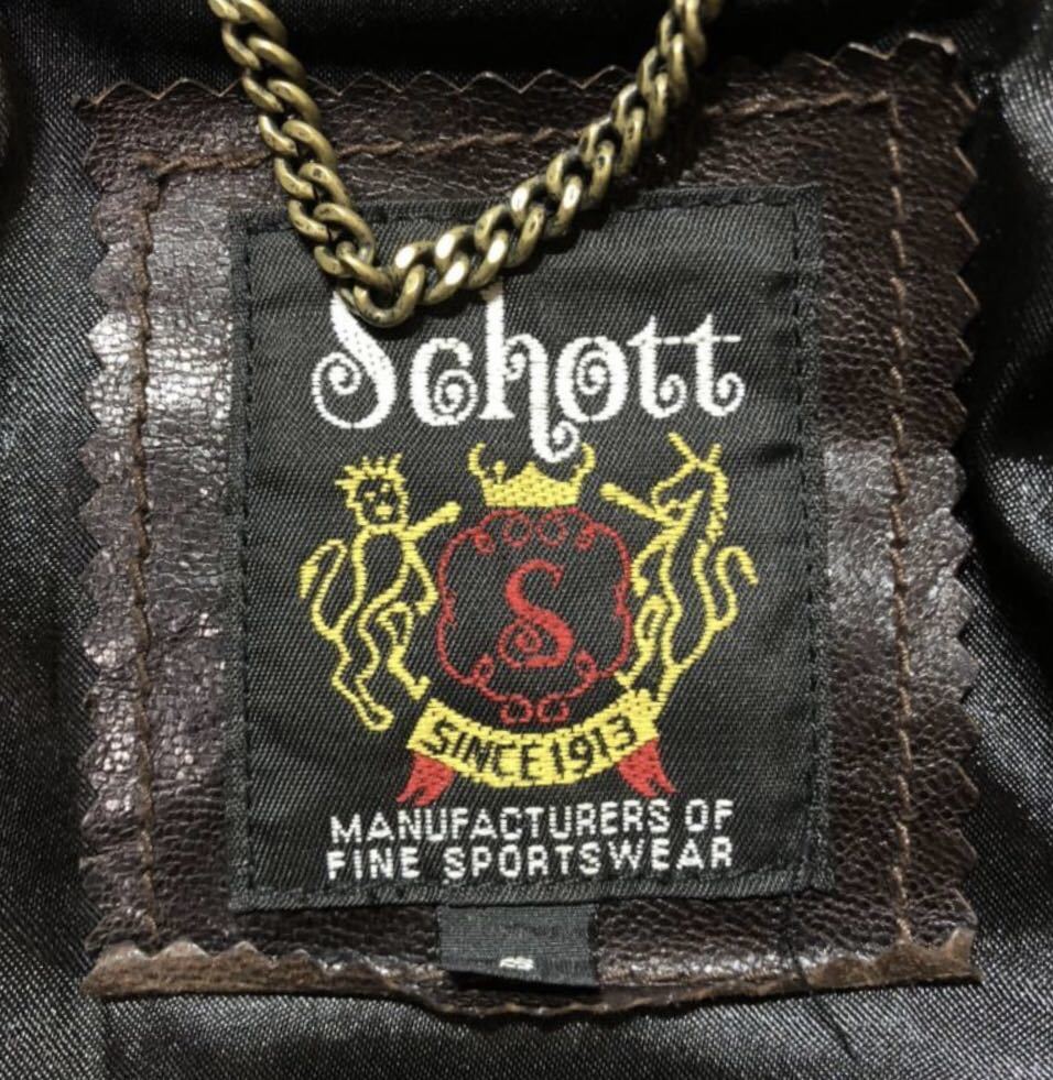 ■ Schott ショット ■ 3171009 上質 本革 羊革 レザー ダブルジップ パテッド ライダース ジャケット クラシックレーサー ブラウン S_画像4
