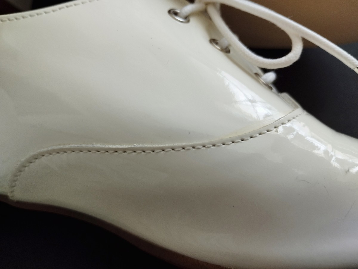 MODE KAORI モードカオリ レースアップシューズ 23.5cm 革靴 ホワイト エナメル 白 レディース エナメルシューズ ポインテッドトゥ _画像8