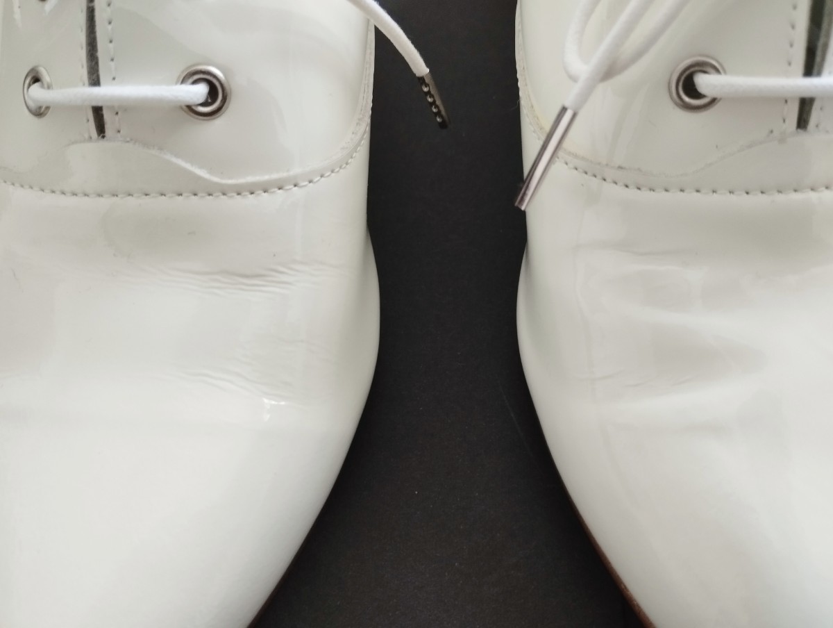 MODE KAORI モードカオリ レースアップシューズ 23.5cm 革靴 ホワイト エナメル 白 レディース エナメルシューズ ポインテッドトゥ _画像6