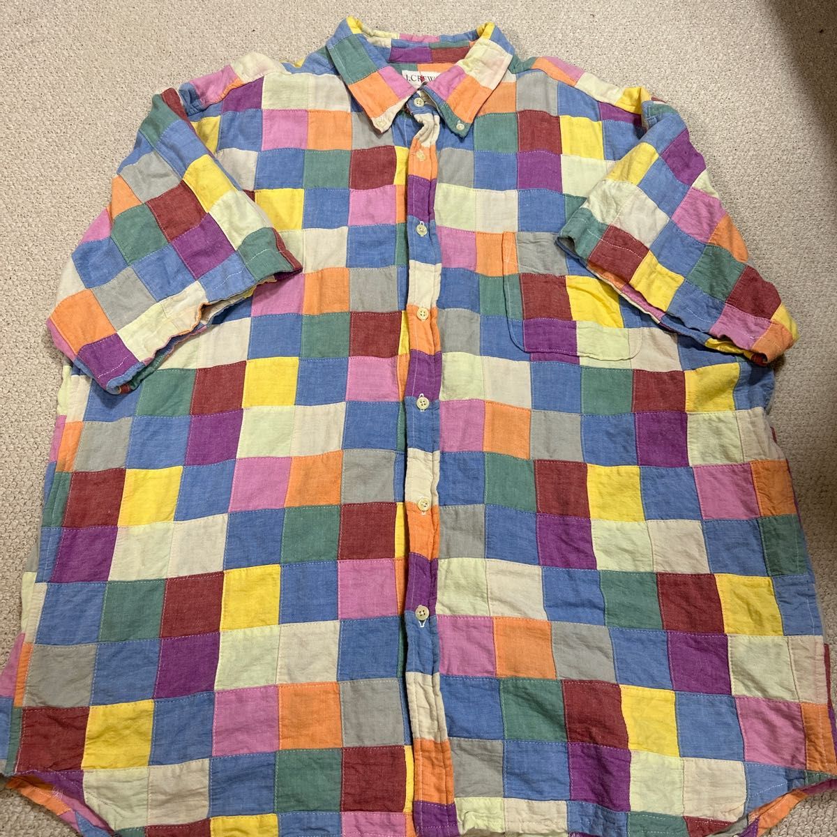 90s J.crew パッチワークシャツ 巨人タグ