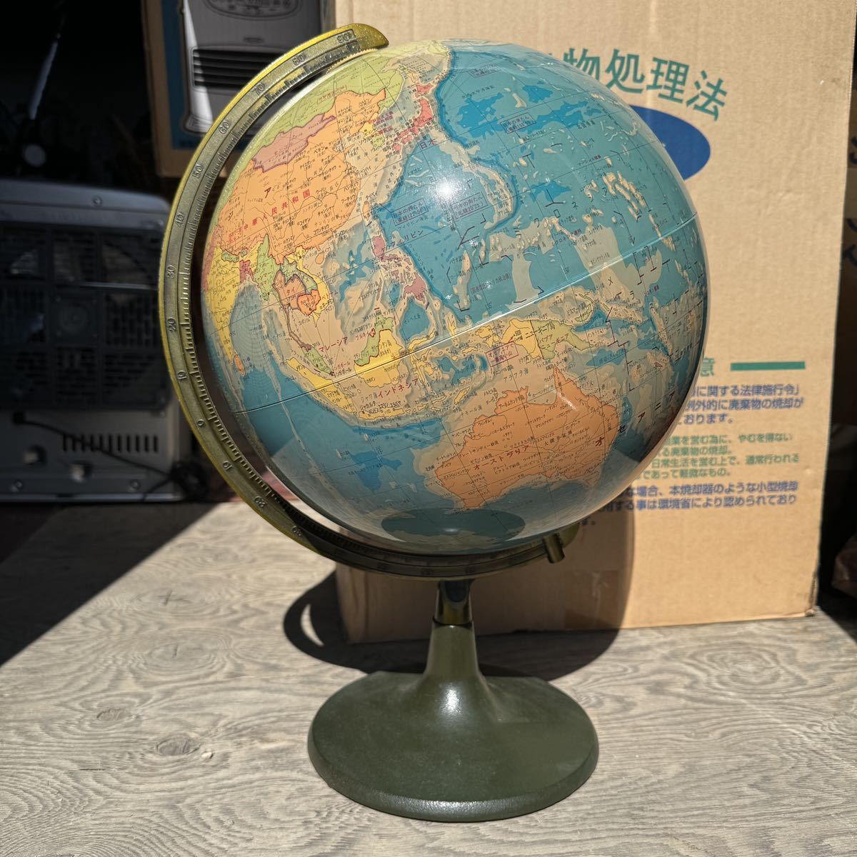  глобус античный карта мира Showa Retro высота примерно 45cm × примерно 30cm Yamagata ..