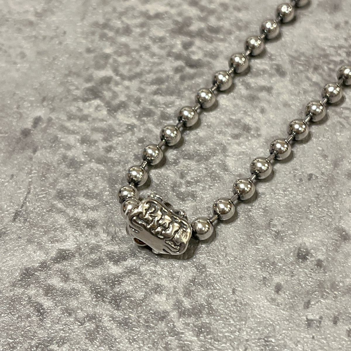 美品 ビルウォールレザー スカルチャーム ネックレス 4mm ボール