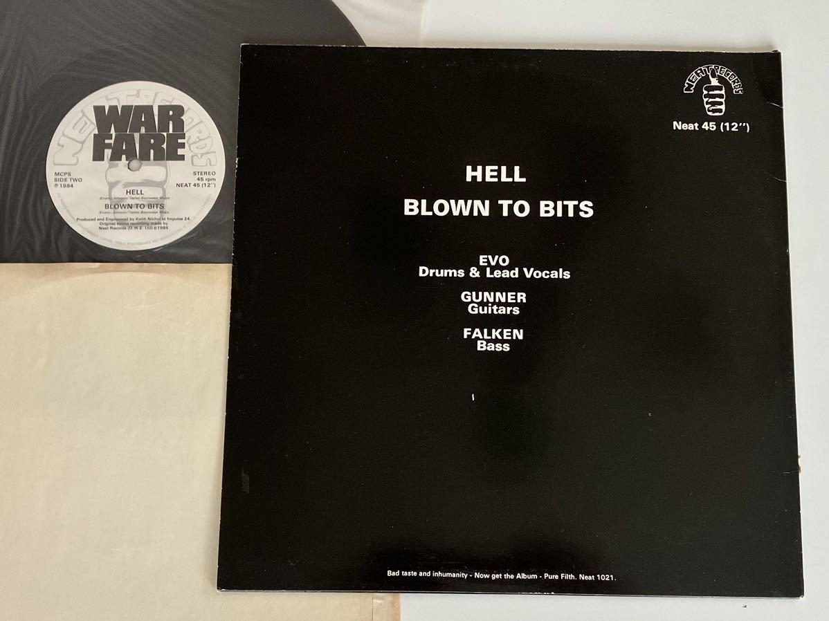 【UK Ori】WARFARE / Two Tribes(Metal Noise Mix)/Hell/Blown To Bits 12inch NEAT RECORDS Neat45 NWOBHM,UKパンクメタル,ウォーフェア_画像2