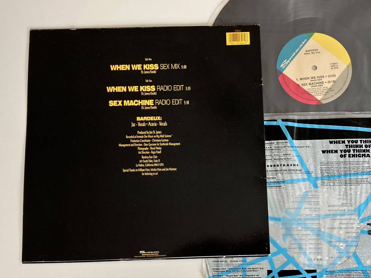 Bardeux / When We Kiss(SEX MIX,RADIO EDIT)/Sex Machine 12inch SYNTHICIDE RECORDS US 71306-0 88年EUROBEAT,バルドー,Jaz,Acacia,_画像2