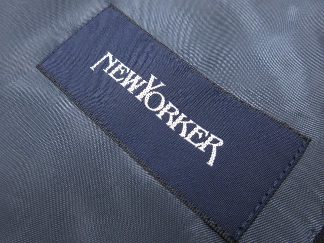 HH【NEWYORKER ニューヨーカー】 ウール素材 シングル2ボタン スーツ (メンズ) sizeAB7 グレー系 チェック柄 ●28RMS6533●_画像10