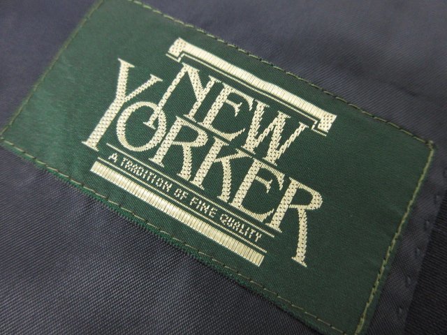 HH【NEWYORKER ニューヨーカー】 ウール シングル3ボタン段返り 濃紺 スーツ (メンズ) sizeYA6 ネイビー チェック柄 ●28RMS6678●_画像10