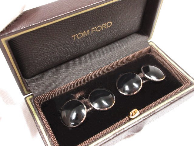 美品 【トムフォード TOM FORD】 AU750 K18 18金 WG カフスボタン カフリンクス (メンズ) ホワイトゴールド 総重量約10g ●7KN110●