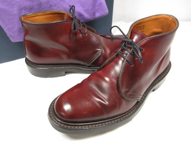 HH美品 【トリッカーズ Tricker's】 コードバン チャッカブーツ 紳士靴 (メンズ) size6-5 赤みのあるブラウン系 ●18MZA3663●_画像1