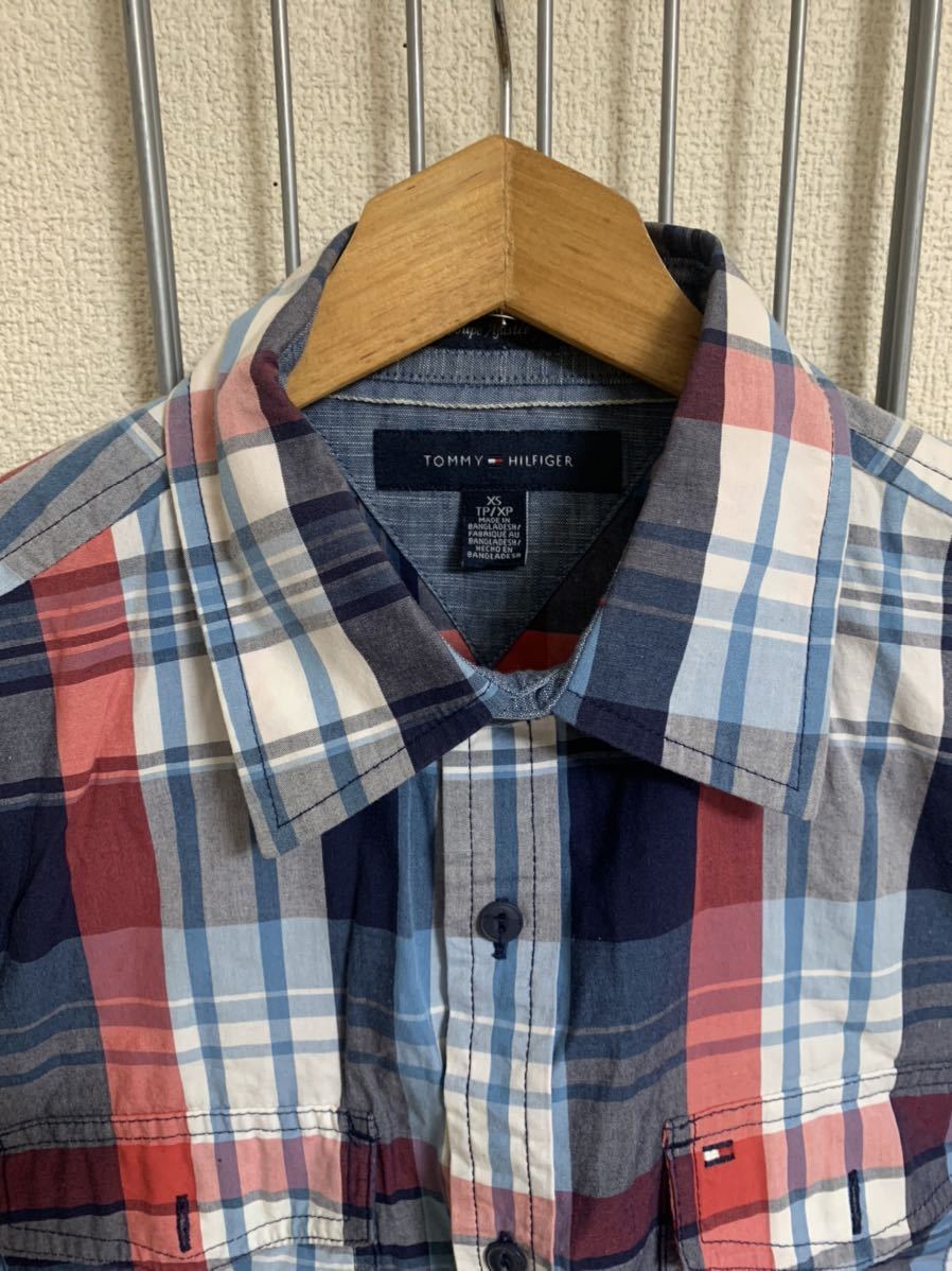 ［TOMMY HILFIGER］トミーヒルフィガー　長袖シャツ チェック柄　XS Y1493_画像3