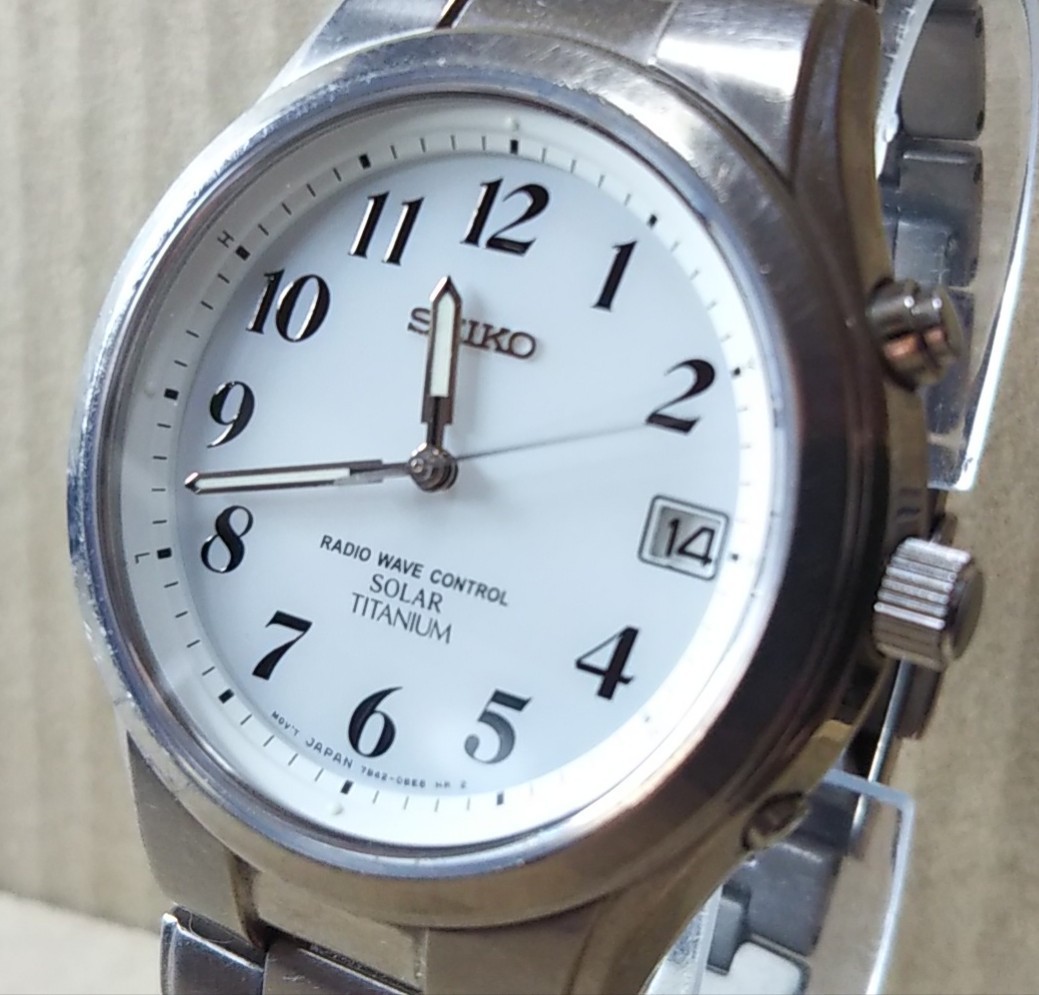 超美品 スピリット セイコー 7B42-0AN0 チタン ホワイト メンズ 腕時計