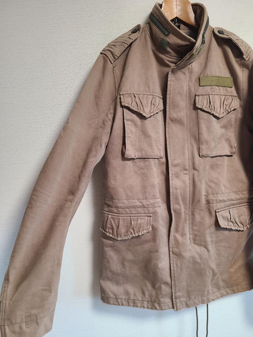 WJK ミリタリージャケット 羽織 ブルゾン M65 カーキ M ダメージ加工